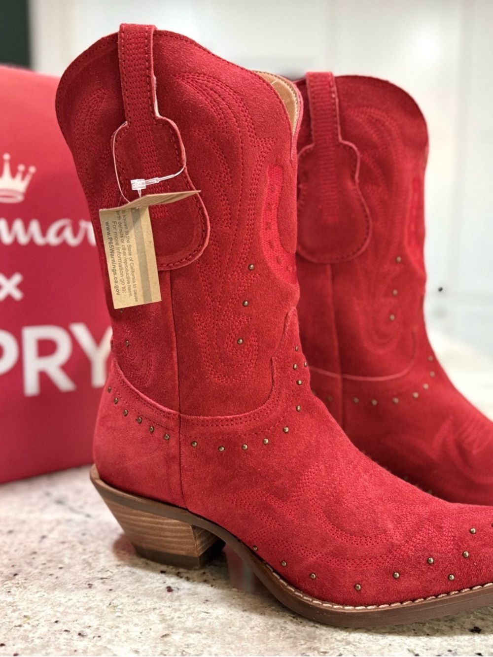 DINGO Hallmark x Opry® Merlot Suede Women's Cowboy Boots NWT - Picture 5 of 16